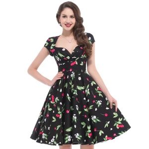 NWT Belle Poque Cherries & Flowers Retro Vintage Dress - Large
